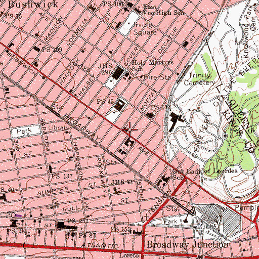 Topographic Map of Saint Thomas Protestant Episcopal Church, NY