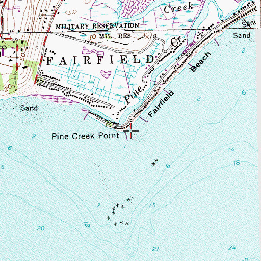 Topographic Map of Pine Creek Point, CT