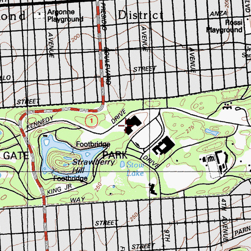 Topographic Map of M H de Young Memorial Museum, CA