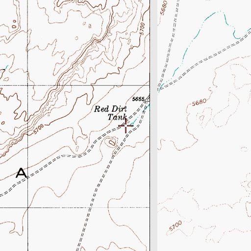 Topographic Map of Red Dirt Tank, AZ