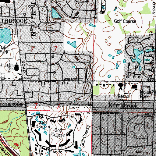 Topographic Map of Garden Court, IL
