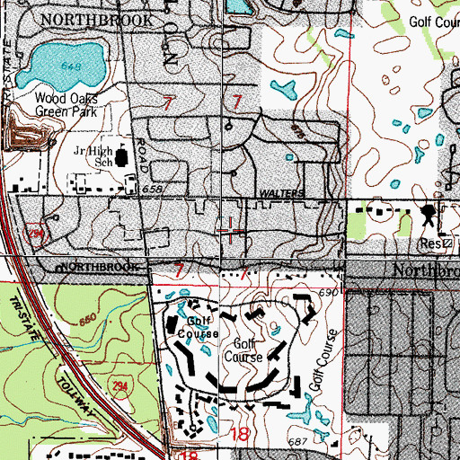 Topographic Map of Mission Hills Estates, IL