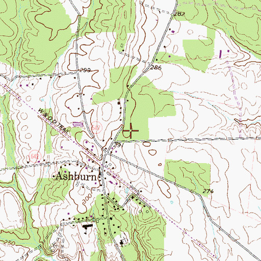 Topographic Map of Old Ashburn Square Shopping Center, VA