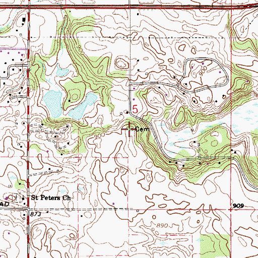 Topographic Map of Fahlstrom Cemetery, MN