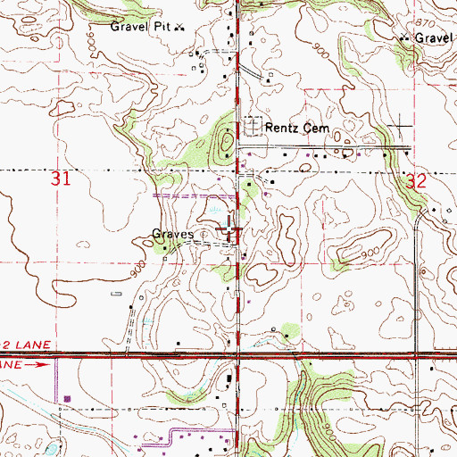 Topographic Map of Old Trinity Evangelical Lutheran Cemetery, MN