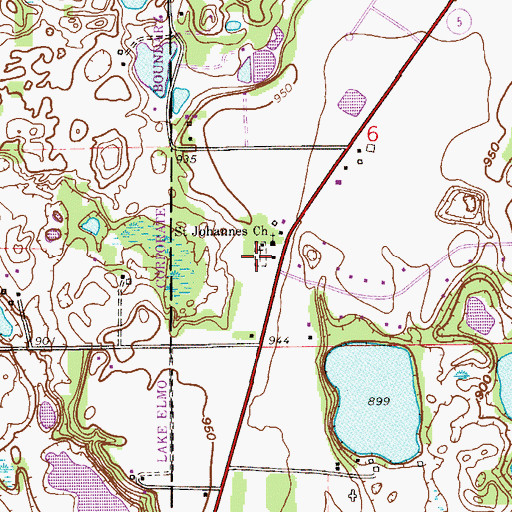 Topographic Map of Saint John's Lutheran Cemetery, MN