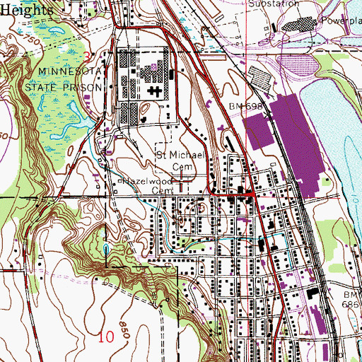 Topographic Map of Saint Charles Cemetery, MN