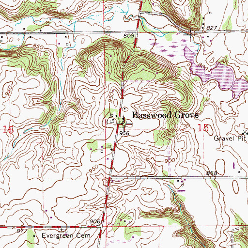 Topographic Map of Saint Mary's Episcopal Cemetery, MN