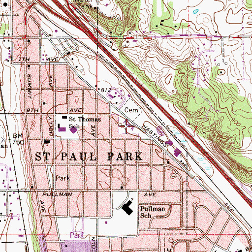 Topographic Map of Abdelia Park, MN