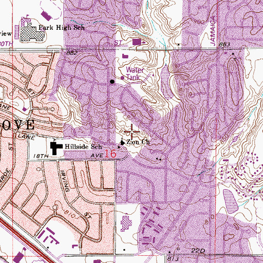 Topographic Map of Foothill Park, MN