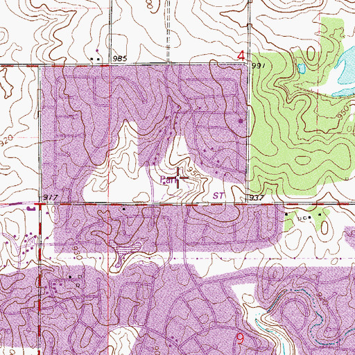 Topographic Map of Highlands Park, MN