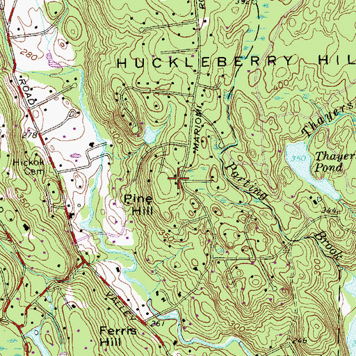 Topographic Map of Pine Hill, CT