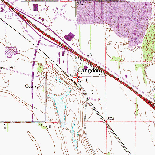 Topographic Map of Langdon Post Office (historical), MN