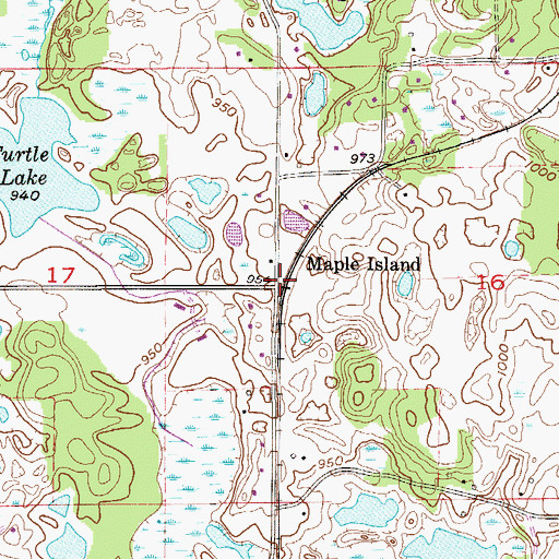 Topographic Map of Maple Island Post Office (historical), MN