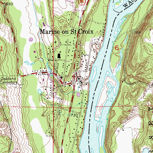 Topographic Map of Marine on Saint Croix Post Office, MN