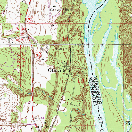 Topographic Map of Otisville Post Office (historical), MN