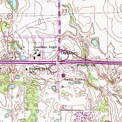 Topographic Map of Oakbury Post Office (historical), MN