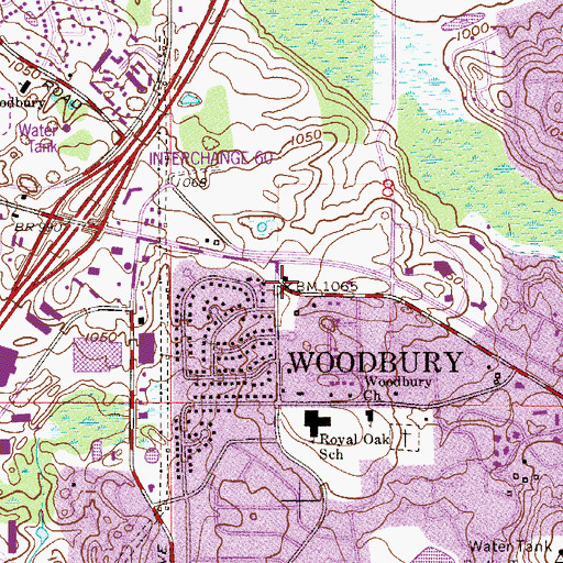 Topographic Map of Woodbury Post Office (historical), MN