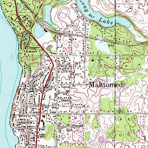 Topographic Map of Mahtomedi Post Office (historical), MN