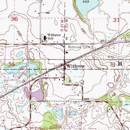 Topographic Map of Withrow Post Office (historical), MN