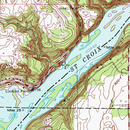 Topographic Map of Stillwater - Boomsite Rest Area, MN