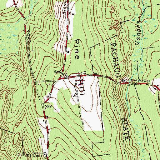 Topographic Map of Pine Hill, CT