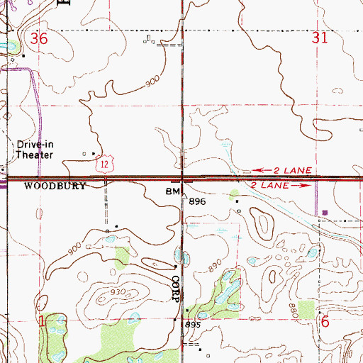 Topographic Map of Interchance 253, MN