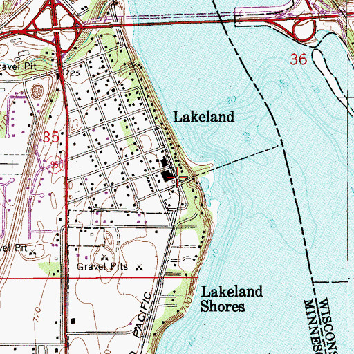 Topographic Map of Lakeland (historical), MN