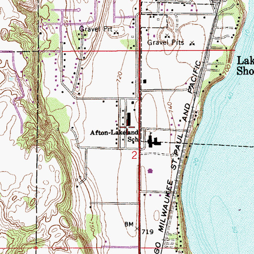 Topographic Map of Lakeland Post Office, MN
