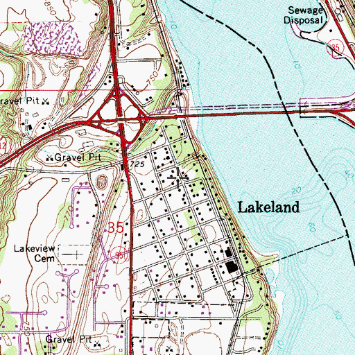 Topographic Map of Lakeland City Hall, MN