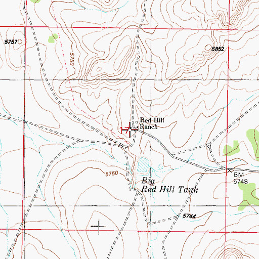 Topographic Map of Red Hill Ranch, AZ