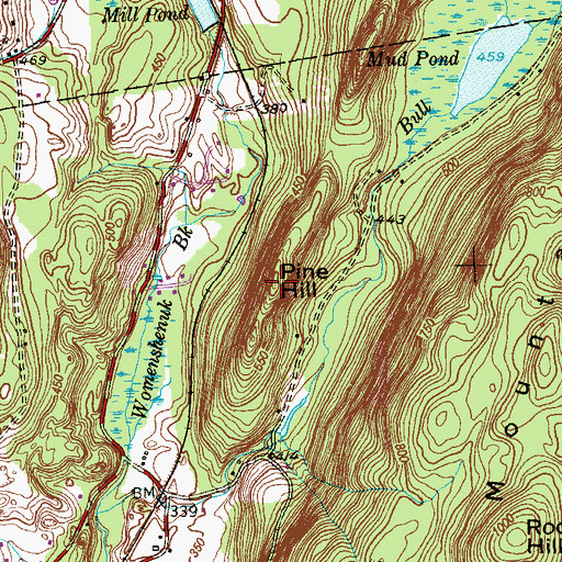 Topographic Map of Pine Hill, CT