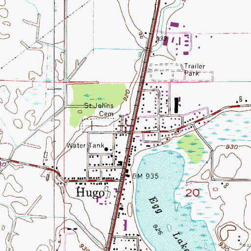 Topographic Map of Hugo, MN