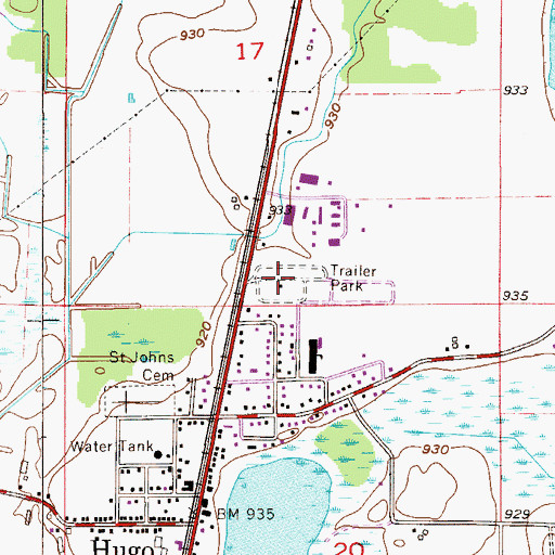 Topographic Map of Twin Pine Mobile Home Park, MN