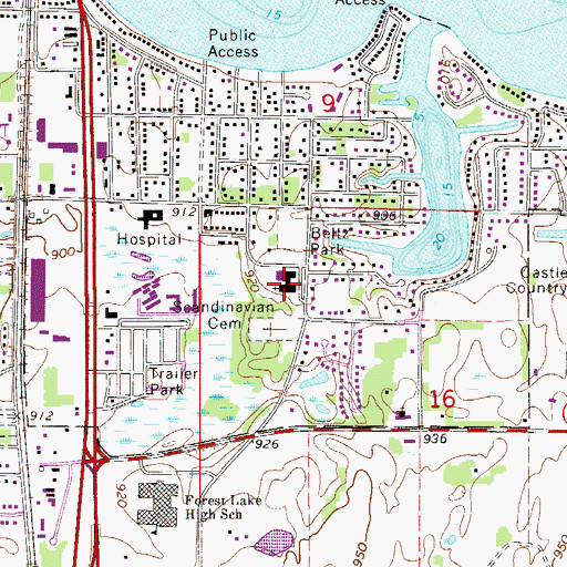 Topographic Map of Saint Peter's Catholic School, MN