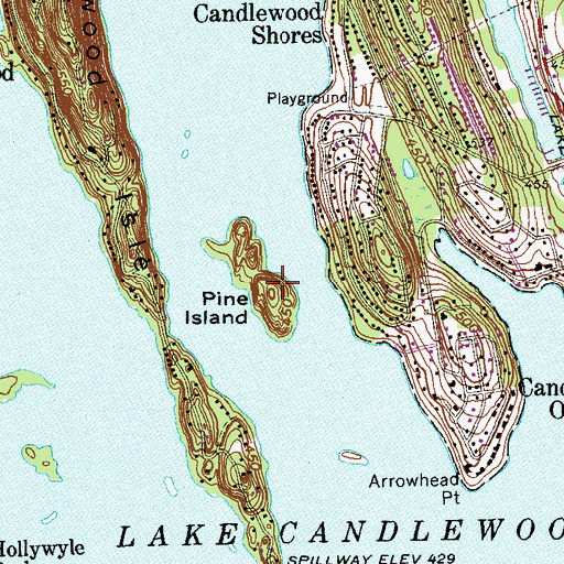 Topographic Map of Pine Island, CT