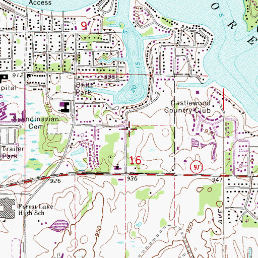 Topographic Map of Bayview Estates Park, MN