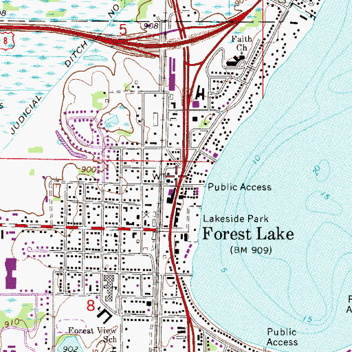 Topographic Map of Forest Lake Public Library, MN