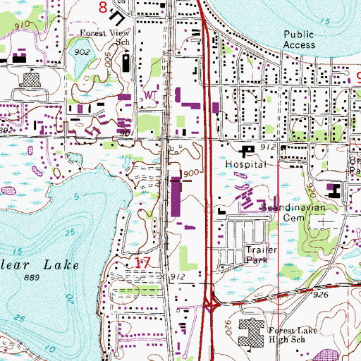 Topographic Map of Forest Lake Police Department, MN
