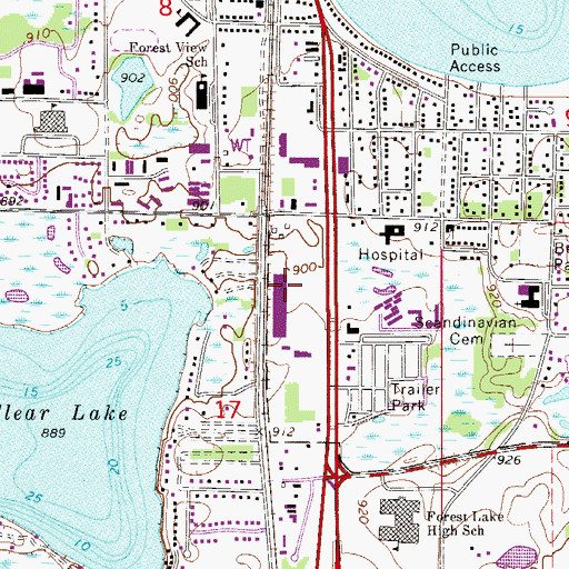 Topographic Map of Forest Lake Fire Department, MN
