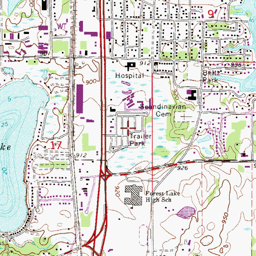 Topographic Map of Woodland Mobile Home Park, MN