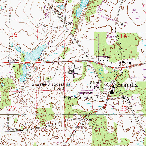 Topographic Map of Scandia Elementary School, MN