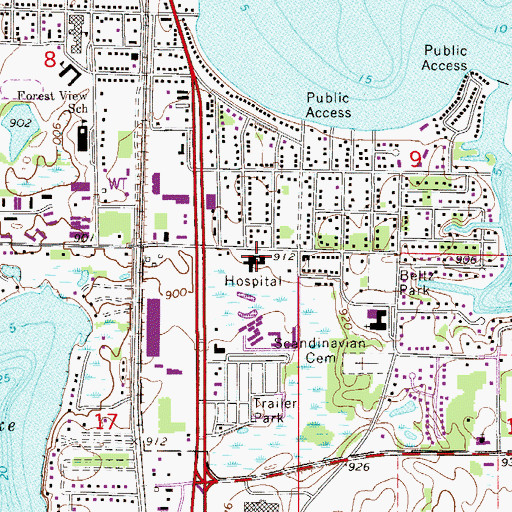 Topographic Map of Allina Medical Clinic - Forest Lake, MN