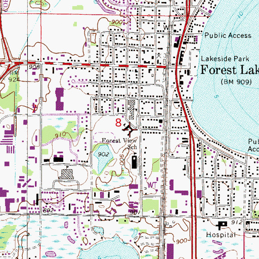 Topographic Map of Forest Lake Elementary School, MN