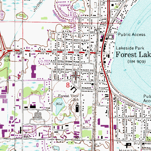 Topographic Map of Central Montessori Elementary School, MN