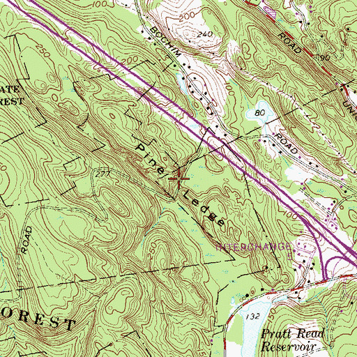 Topographic Map of Pine Ledge, CT