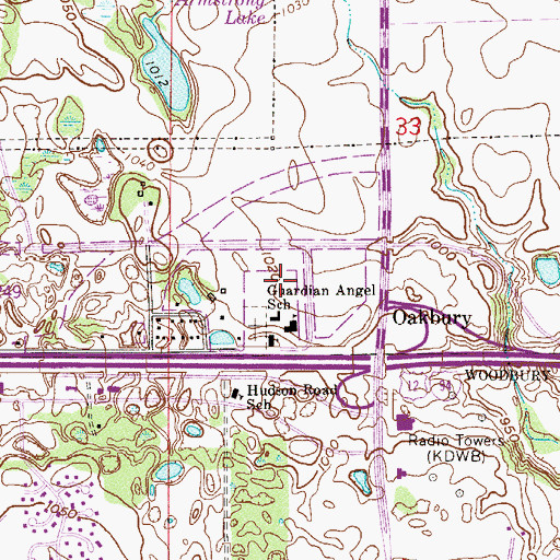 Topographic Map of Oak Marsh Golf Club, MN