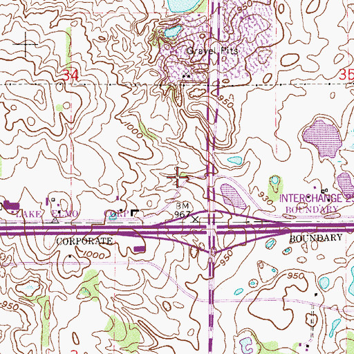 Topographic Map of Mulligan Masters Golf Practice Facility, MN