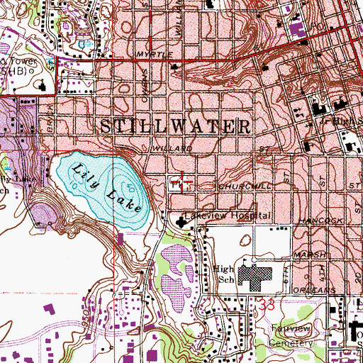 Topographic Map of Washington Park, MN
