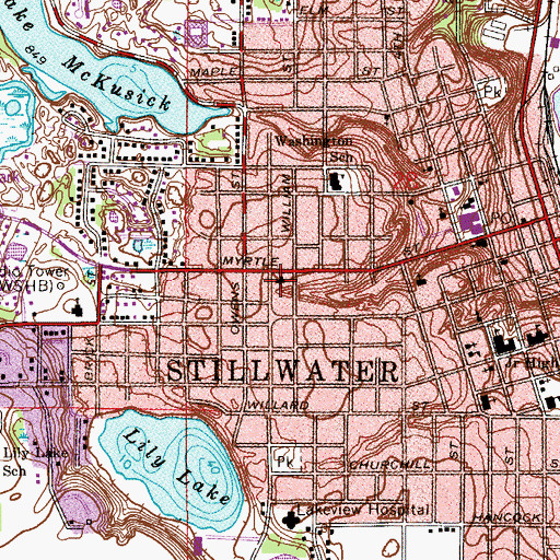 Topographic Map of First United Methodist Church, MN